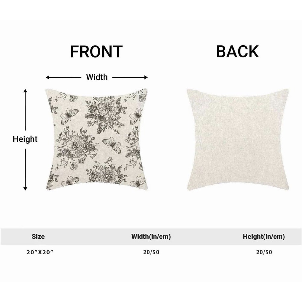Chinoiserie Black Floral Pillow Covers 20x20 Inch Set of 2 - NEW - Picture 3 of 10